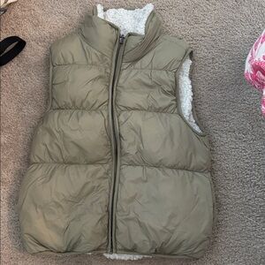 Olive Green Reversible Puffer Vest